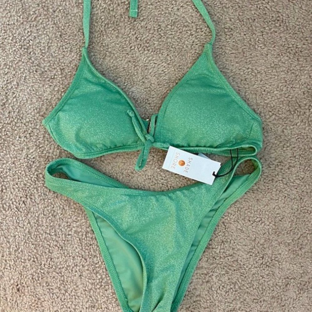 Sparkly Light Green Target Bikini